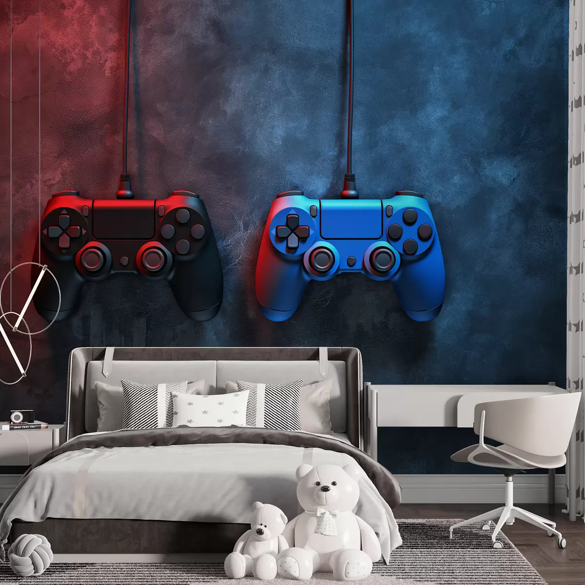 Papier peint DualShock noir et bleu sur fond sombre w01189