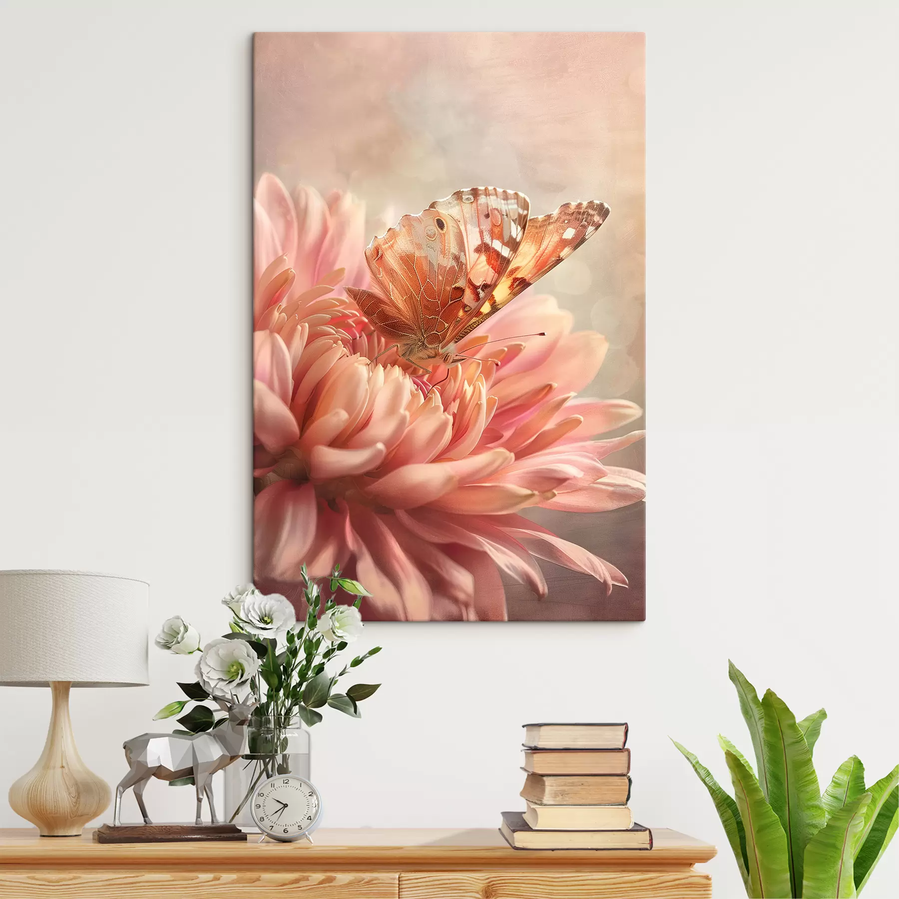 Tableau Papillon sur un gros bouton floral s39071