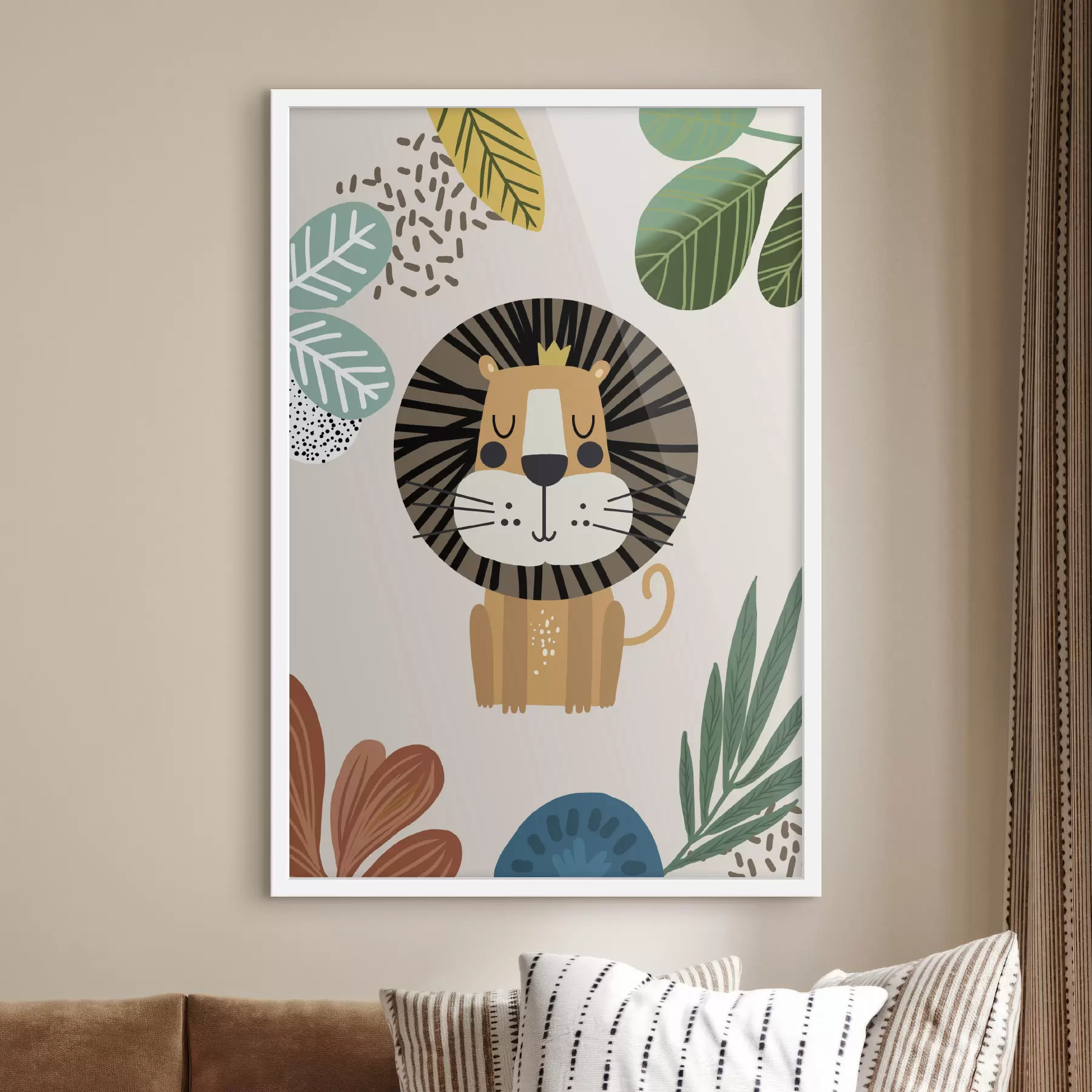 Papier peint Lion dans la jungle en style safari, boho f39095