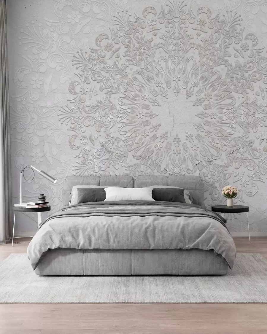 Papier peint Un imprimé mandala très détaillé créant un motif de dentelle magnifique et délicat w01249
