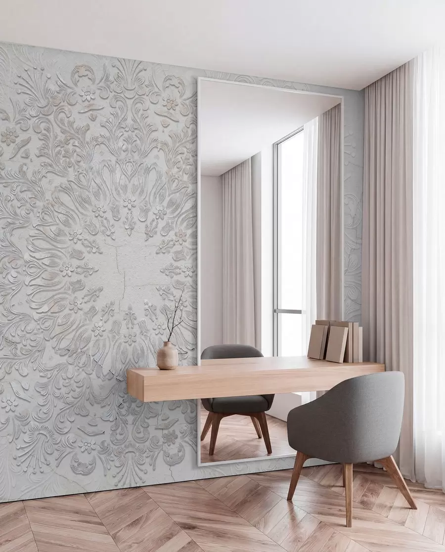 Papier peint Un imprimé mandala très détaillé créant un motif de dentelle magnifique et délicat w01249