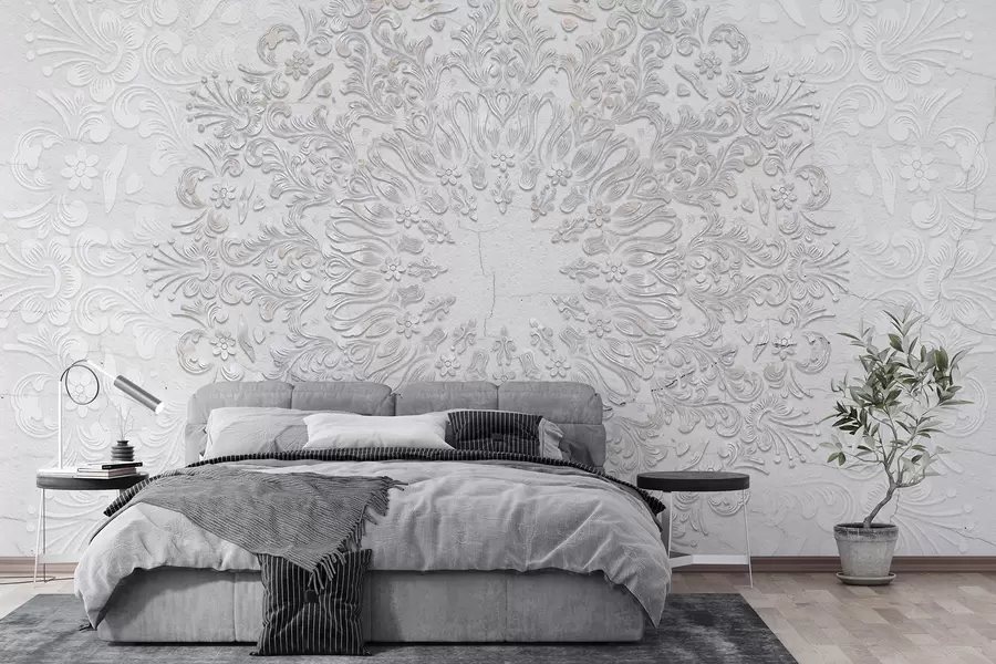 Papier peint Un imprimé mandala très détaillé créant un motif de dentelle magnifique et délicat w01249