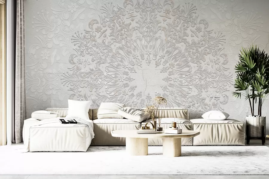 Papier peint Un imprimé mandala très détaillé créant un motif de dentelle magnifique et délicat w01249