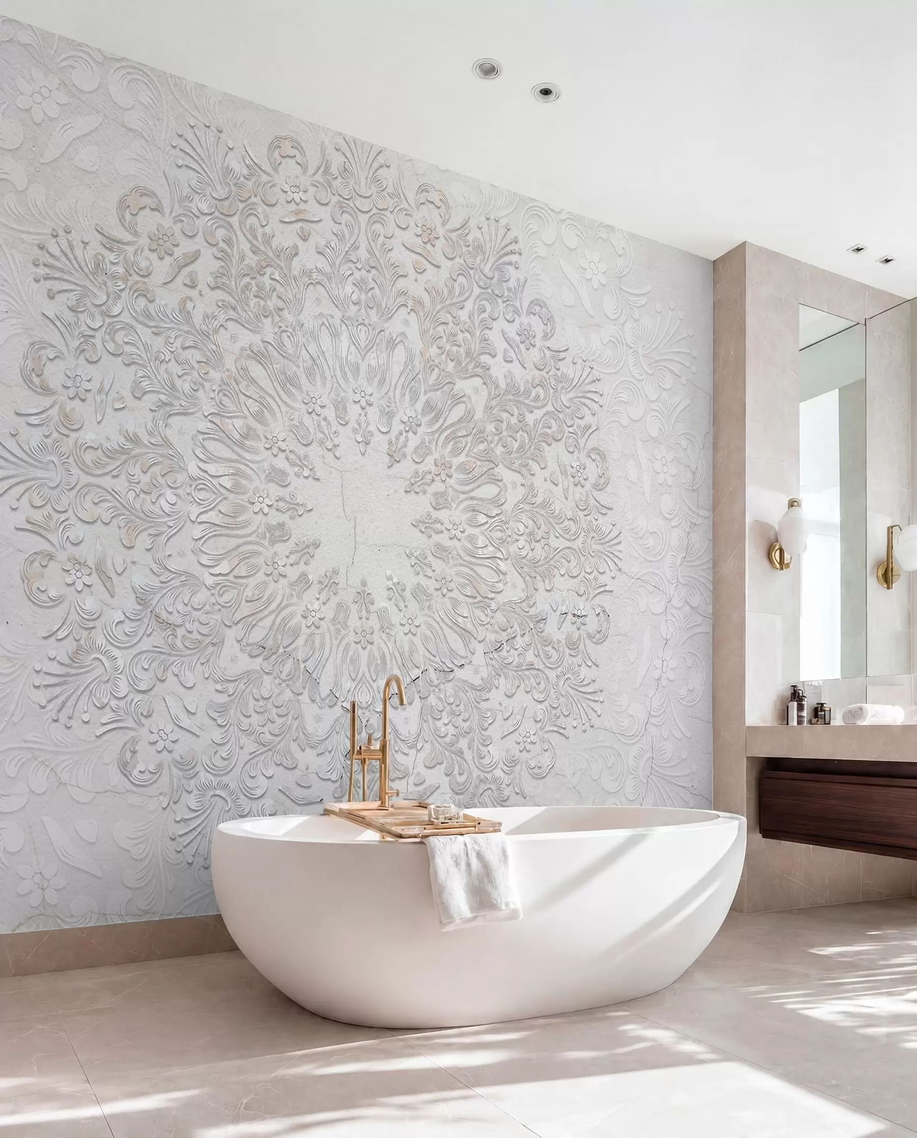 Papier peint Un imprimé mandala très détaillé créant un motif de dentelle magnifique et délicat w01249