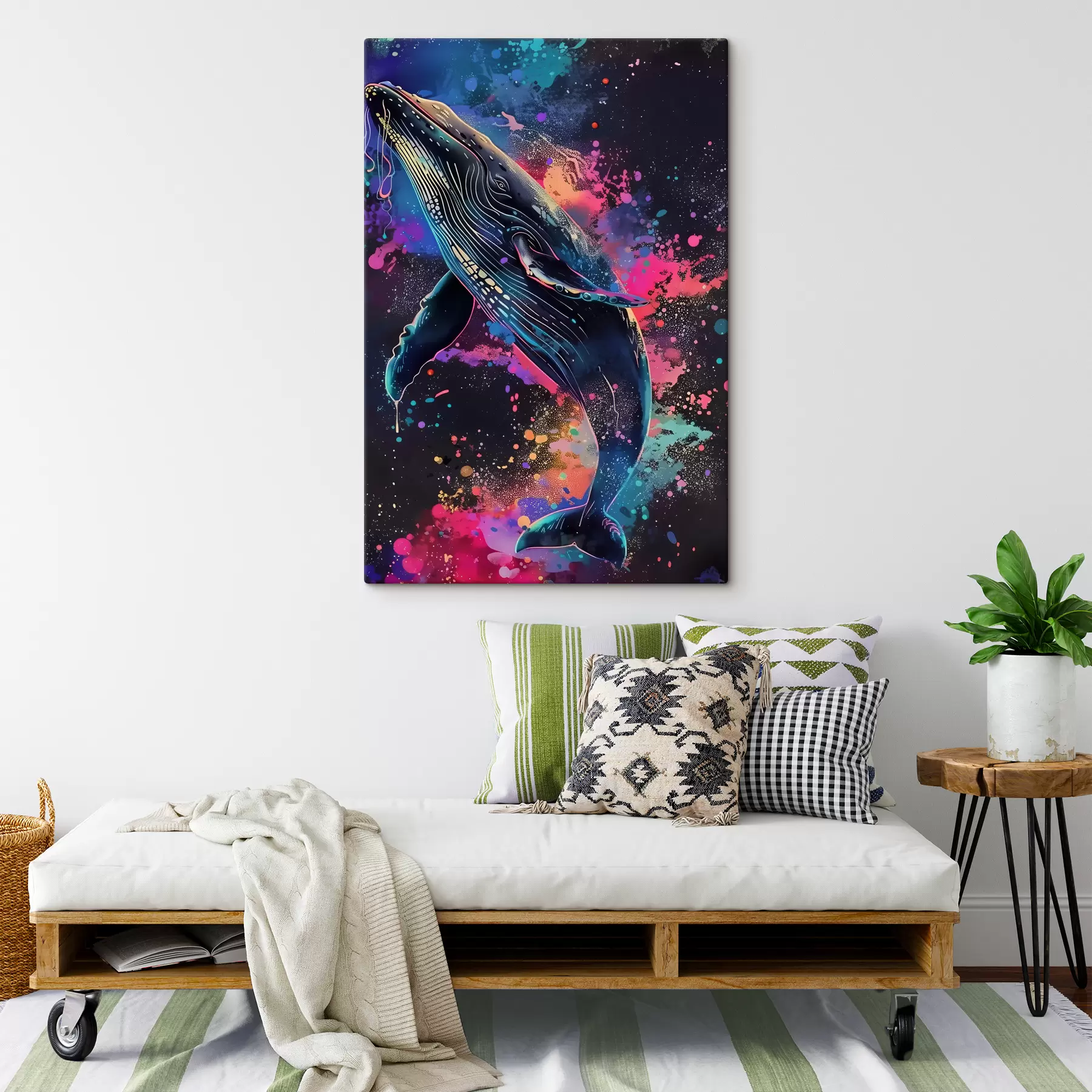 Tableau Baleine en couleurs et taches s39313
