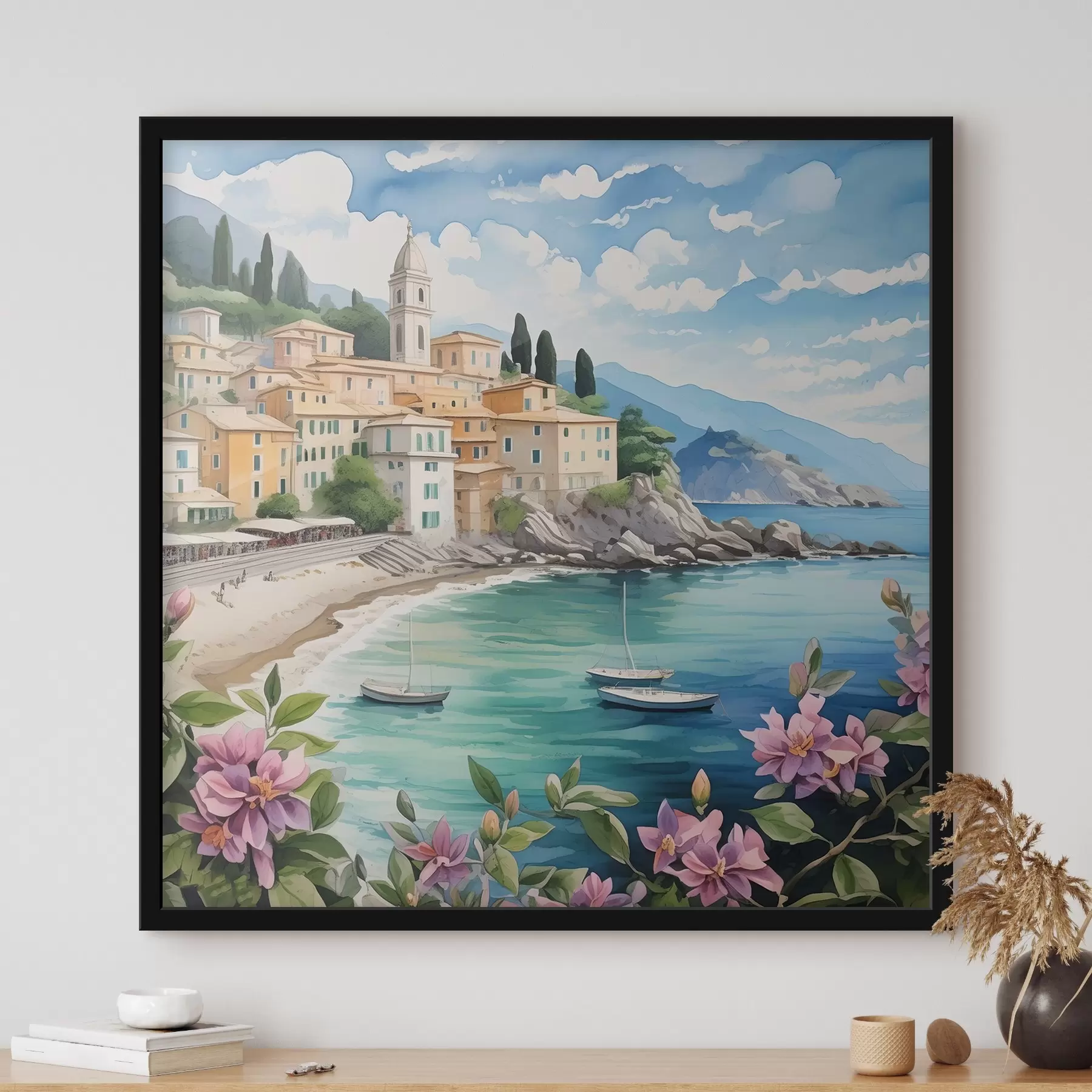 Papier peint une ville au bord de la mer en été f39299