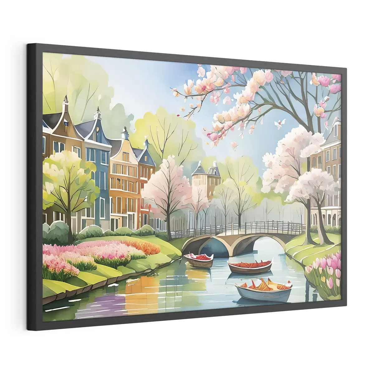 Poster arbres en fleurs à Amsterdam au printemps f39301