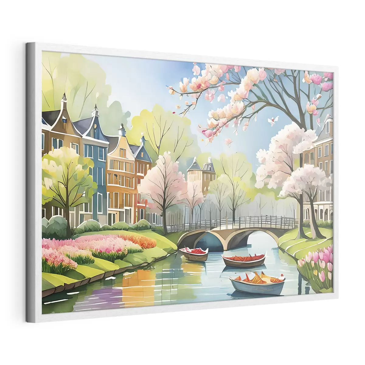 Poster arbres en fleurs à Amsterdam au printemps f39301