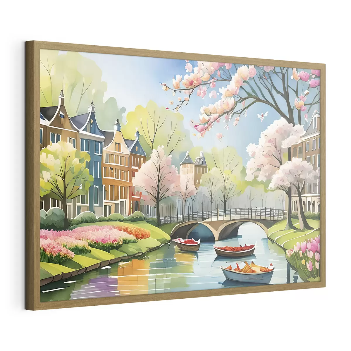 Poster arbres en fleurs à Amsterdam au printemps f39301