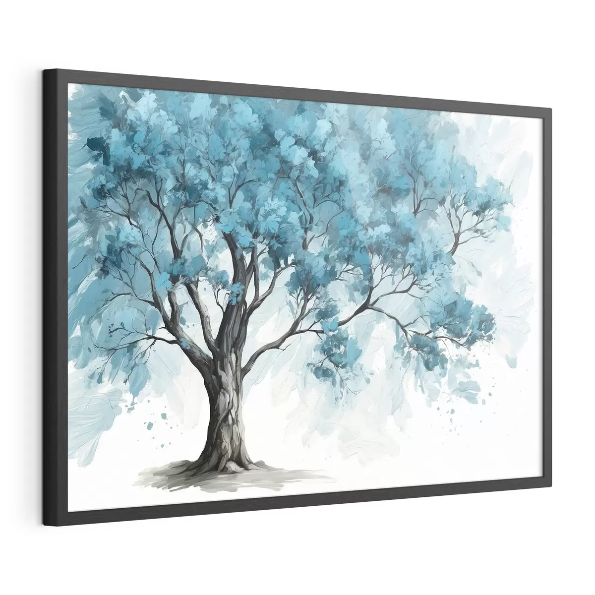 Poster Arbre à feuilles bleues sur fond blanc f39153