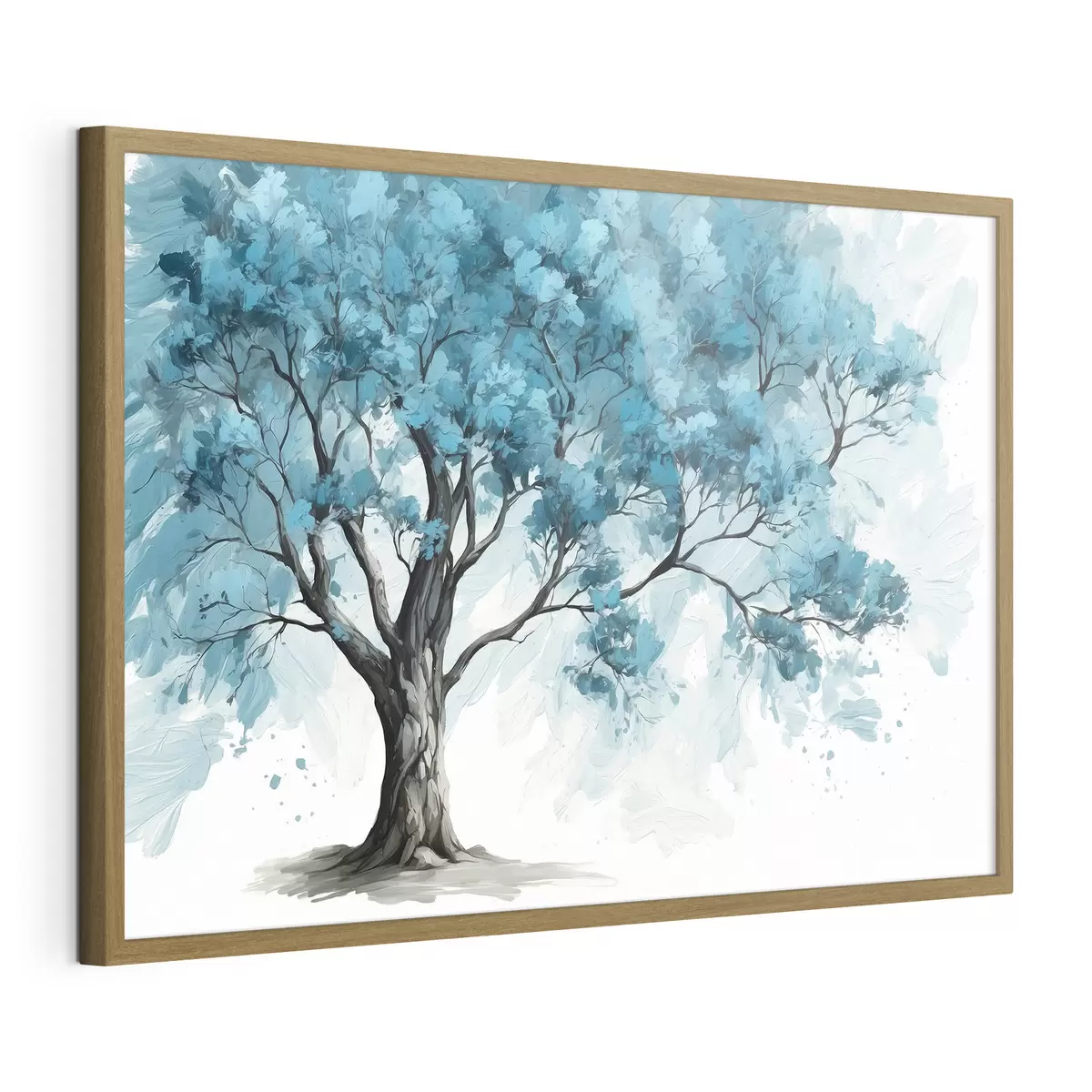 Poster Arbre à feuilles bleues sur fond blanc f39153