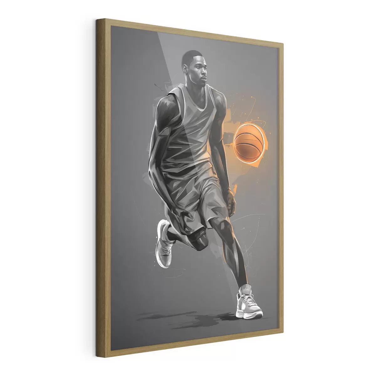 Poster Joueur de basket-ball sur fond gris f39157