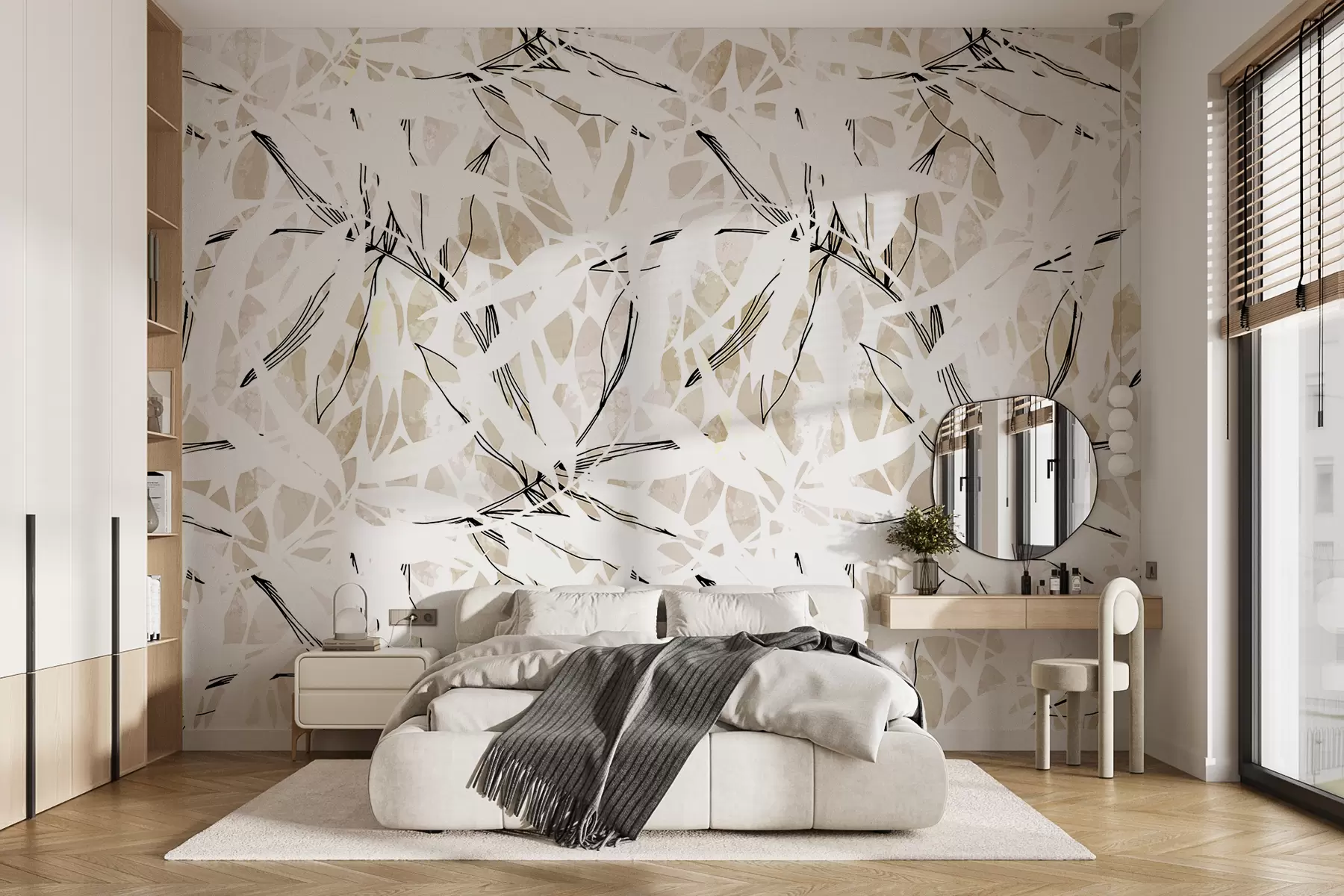 Papier peint Modèle avec diverses feuilles w07865