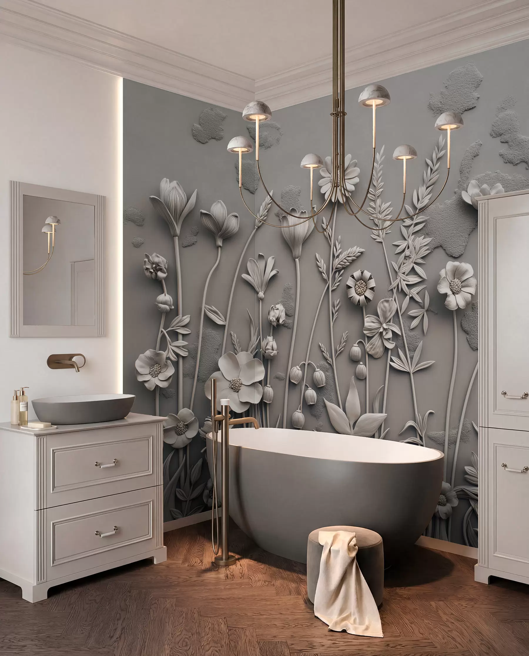 Papier peint Relief de prairie taupe w07869v1