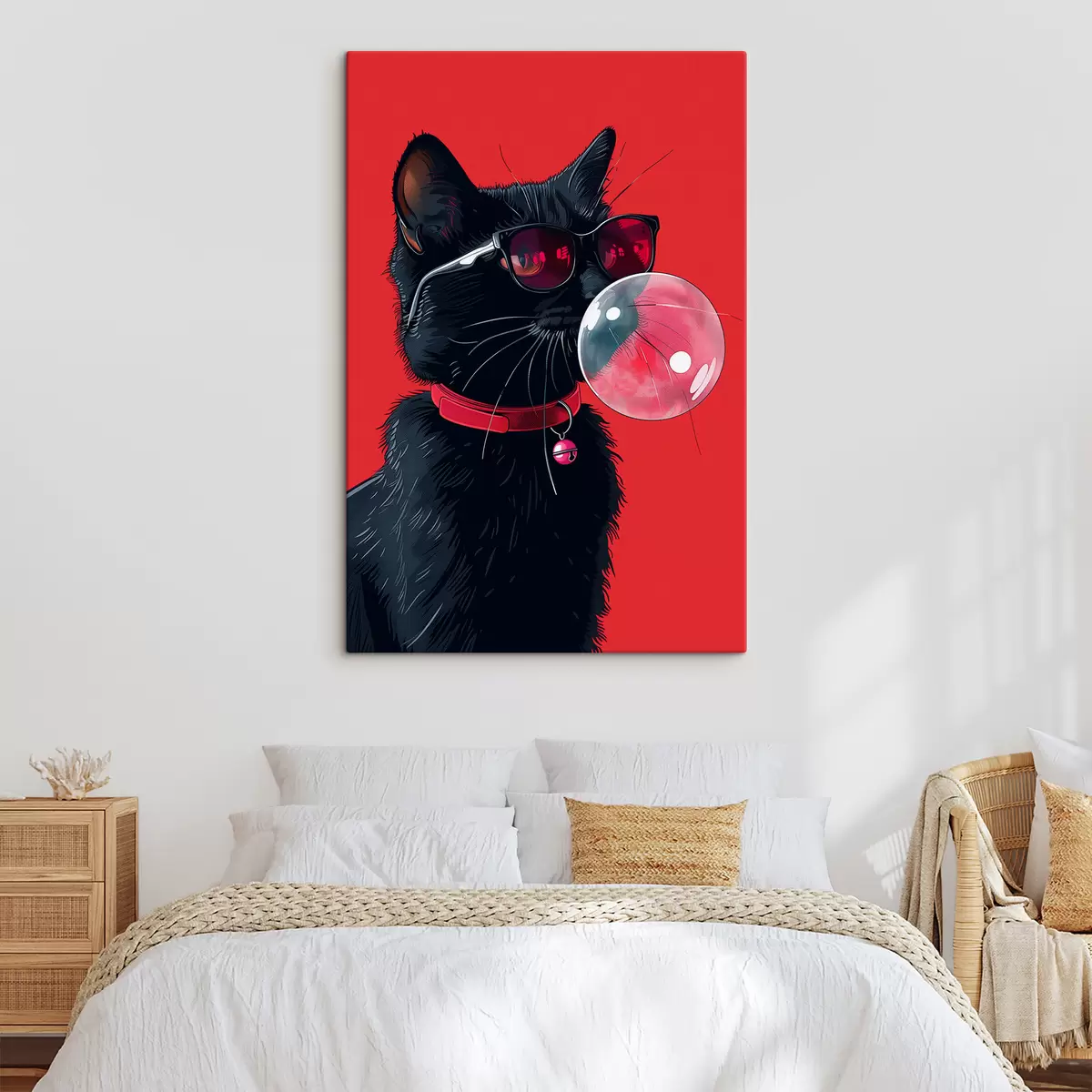 Tableau Chat noir mignon s39223