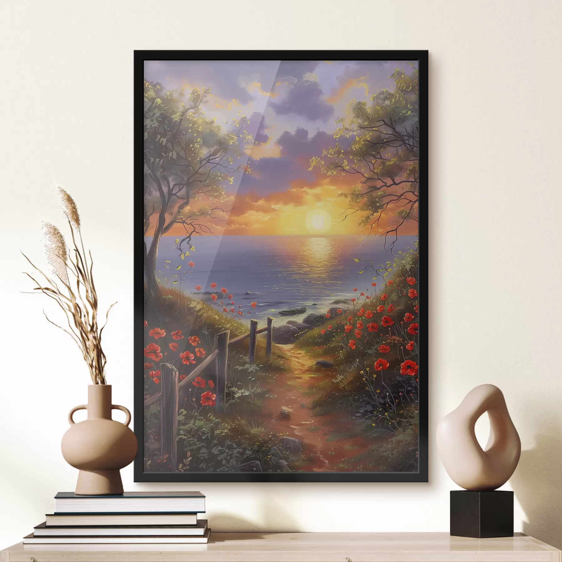 Papier peint Magnifique coucher de soleil au bord de l'eau f39200