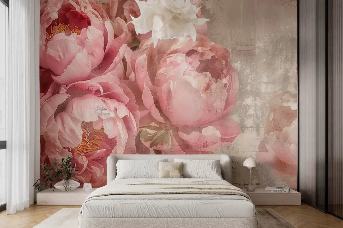 Papier peint Pivoines vintage w01323