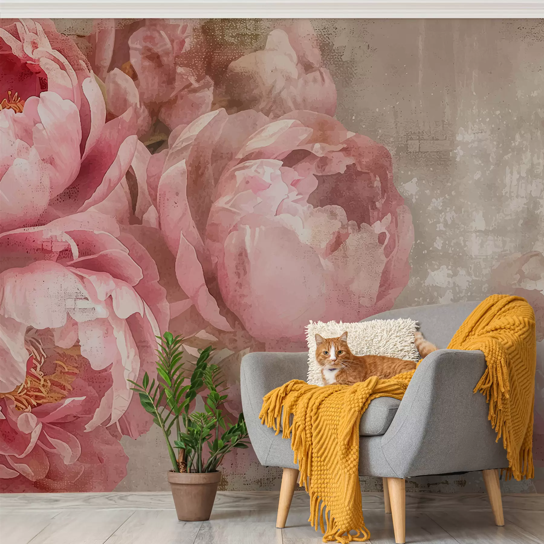 Papier peint Pivoines vintage w01323