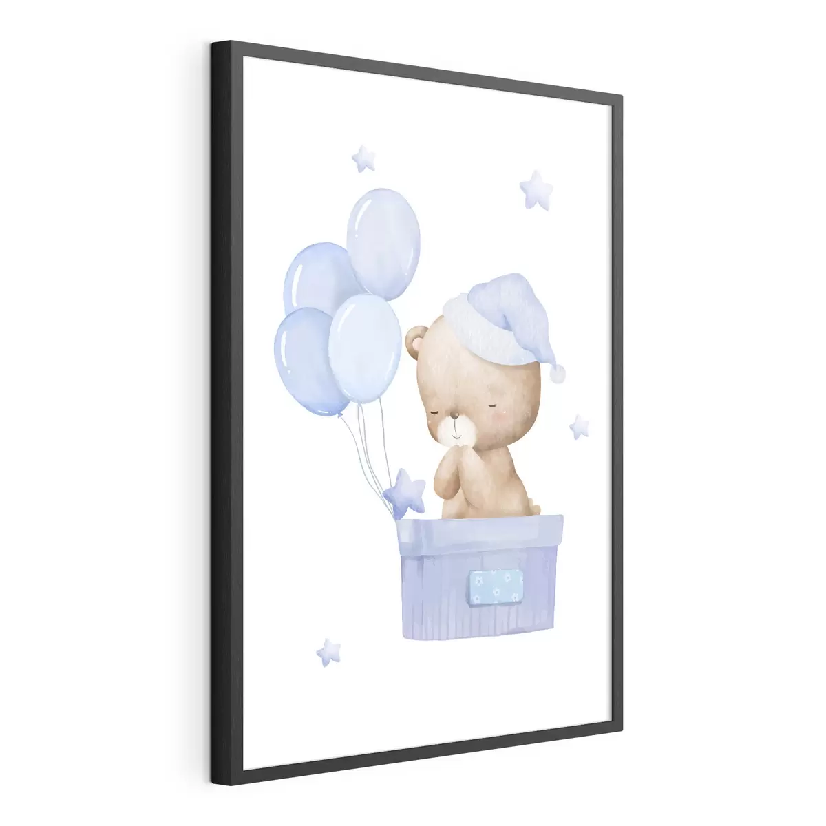Poster Adorable ours avec des ballons joyeux f37918v1