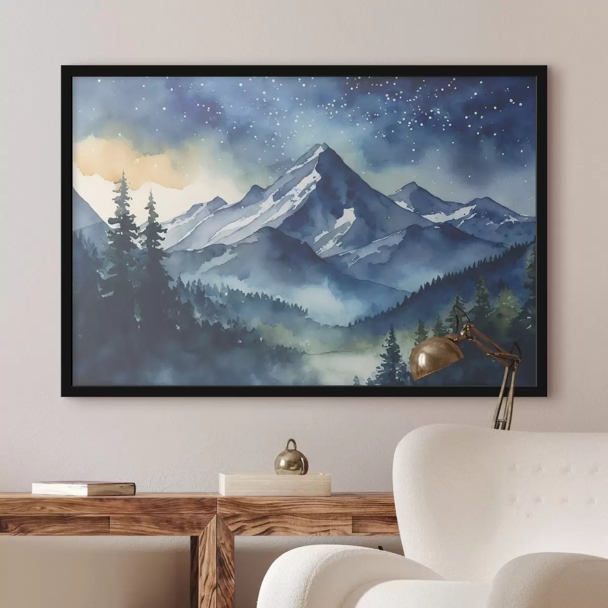 Poster Montagnes majestueuses sous un ciel étoilé f37945