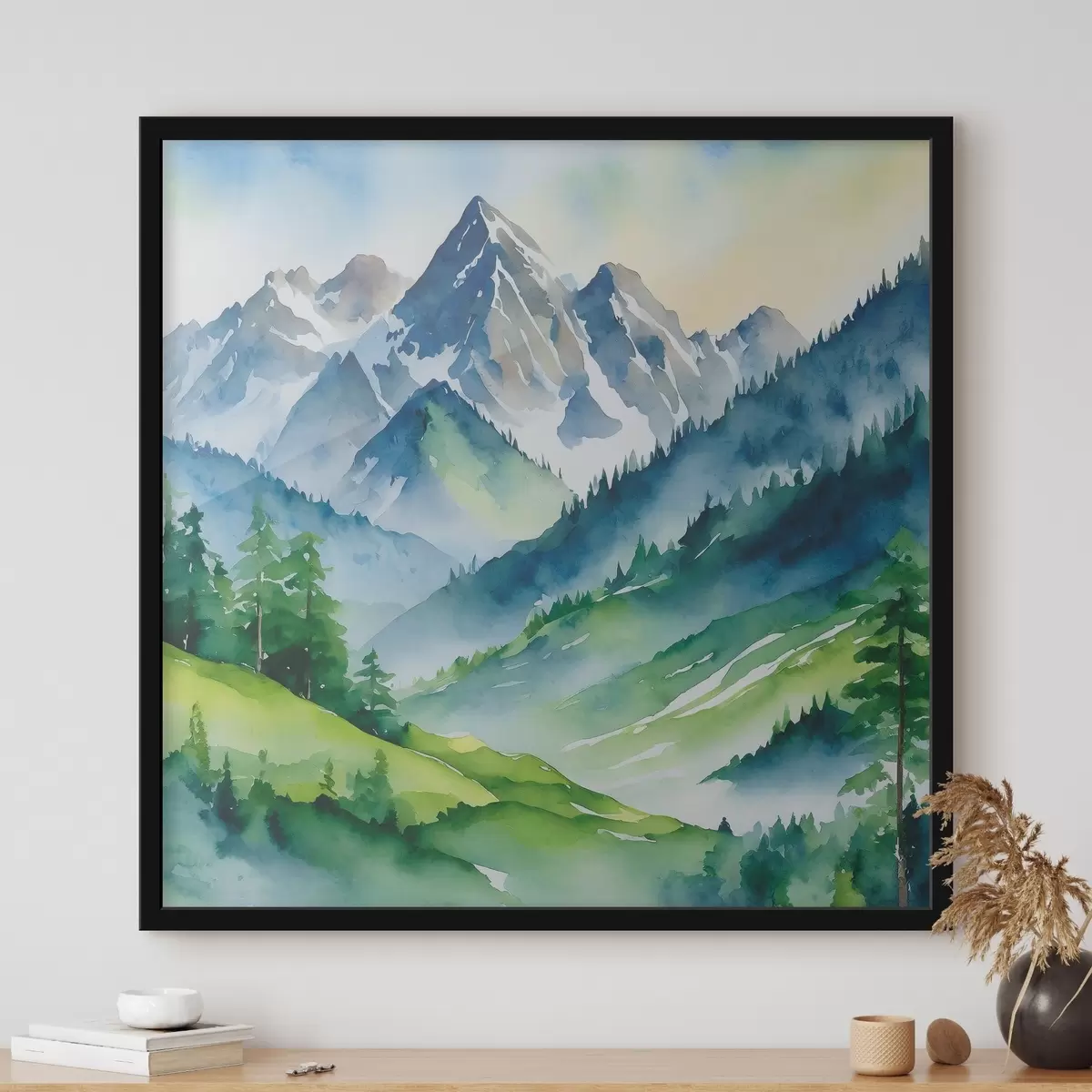 Poster Des montagnes majestueuses sous un ciel doux f37957