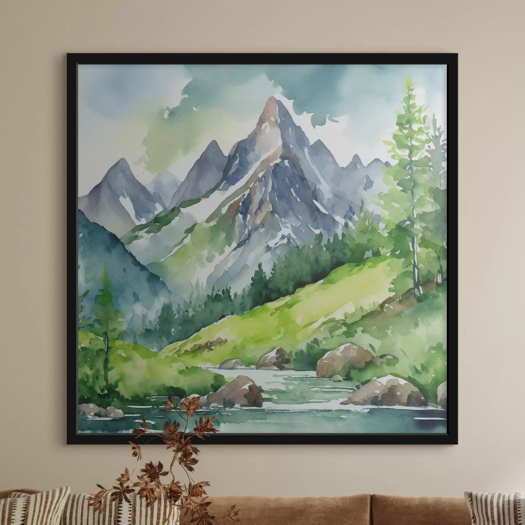 Papier peint Paysage de montagne serein en aquarelle f37958