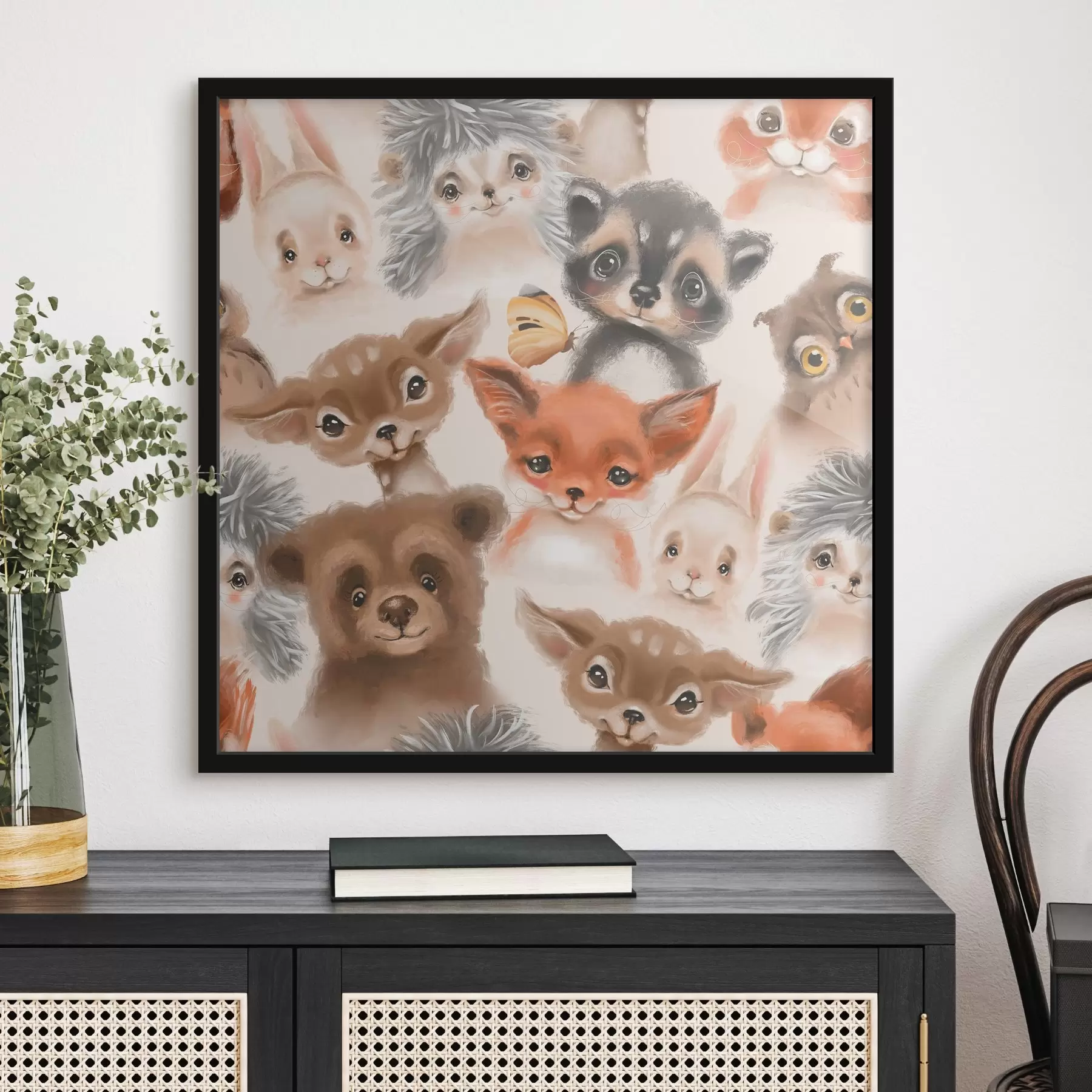 Papier peint Des animaux adorables et un papillon f38041