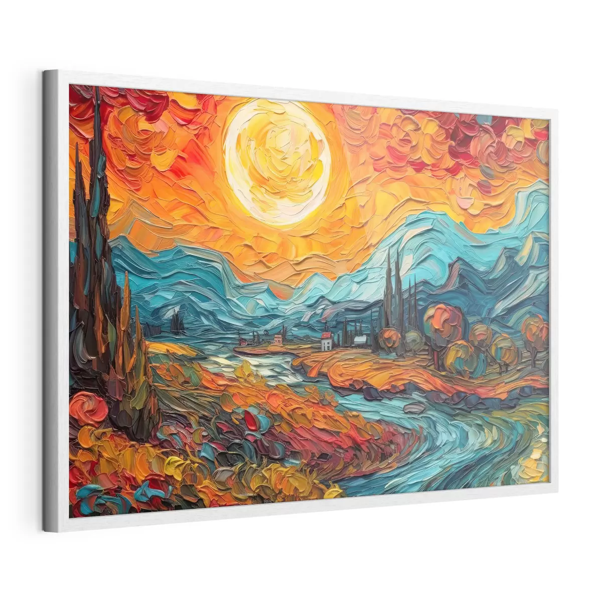 Poster Coucher de soleil éclatant sur un paysage serein f38057