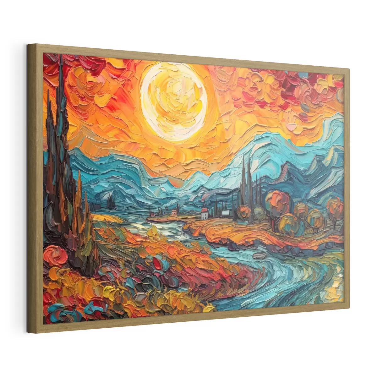 Poster Coucher de soleil éclatant sur un paysage serein f38057