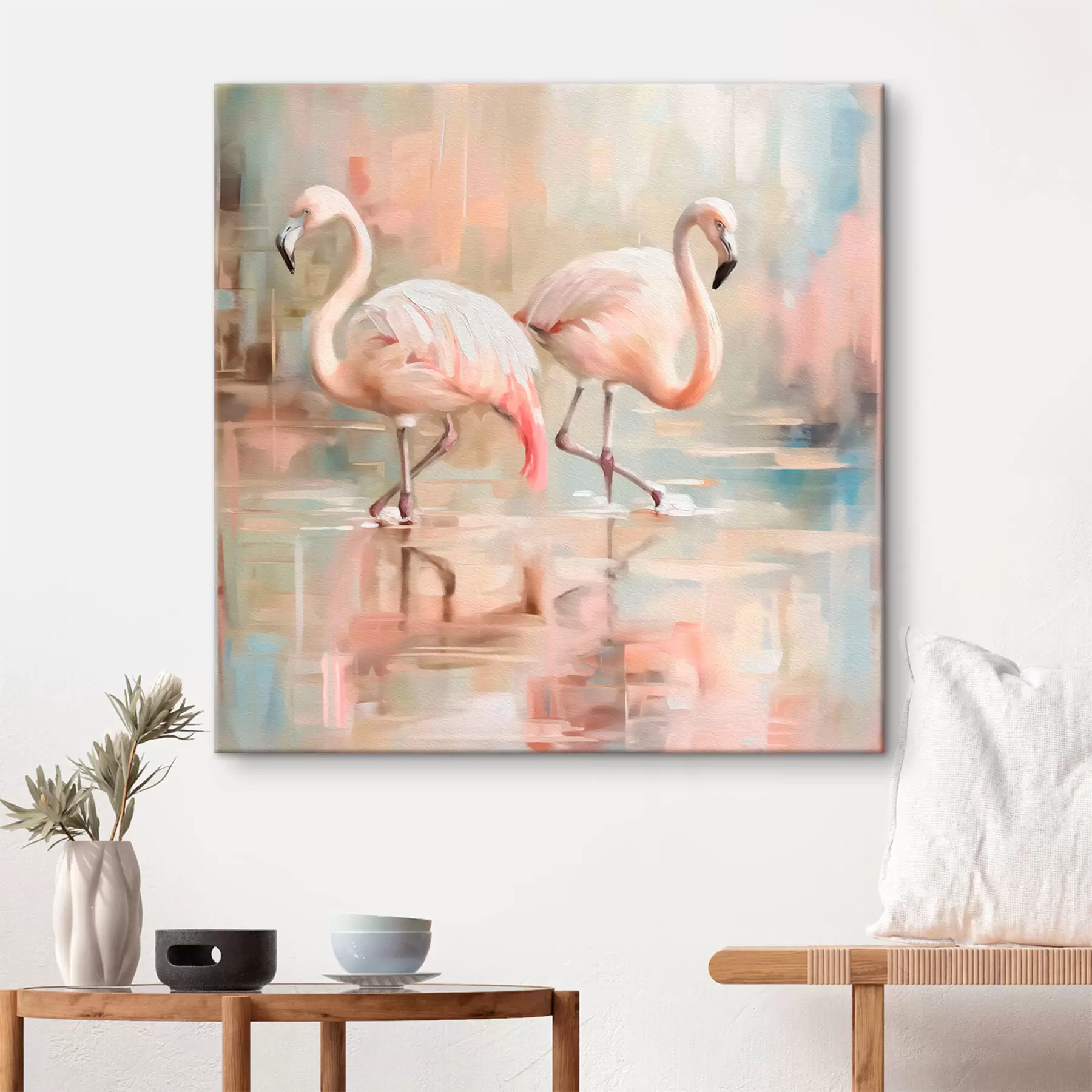 Tableau Deux oiseaux flamants roses s39540