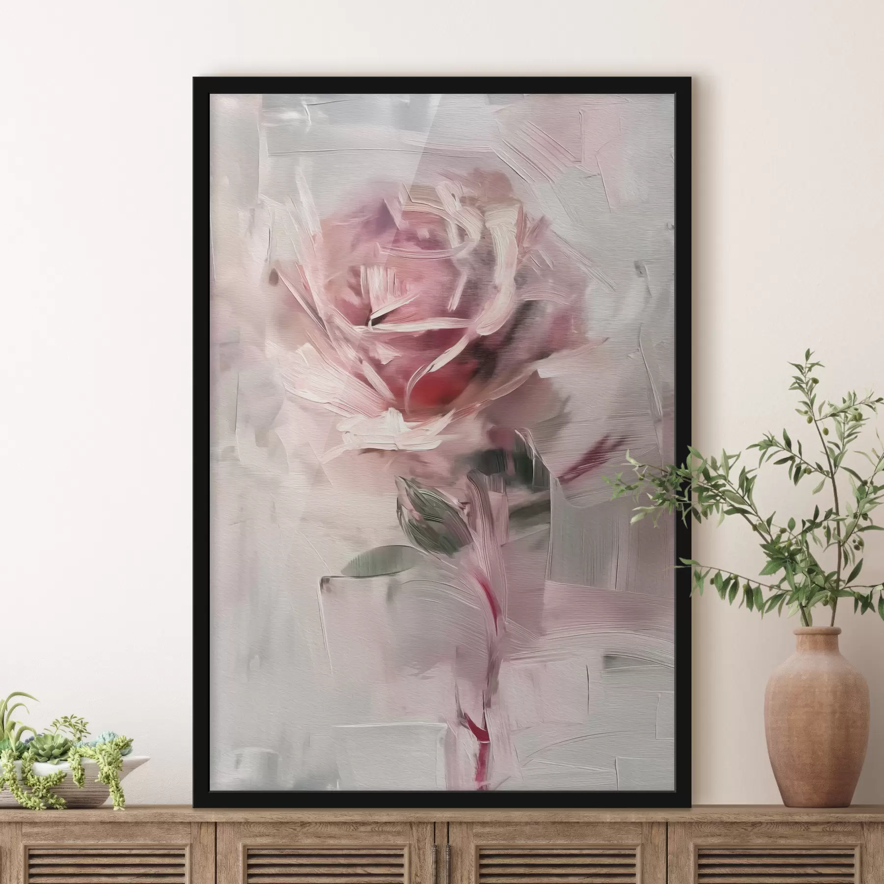 Tableau Rose fleur rose f39533