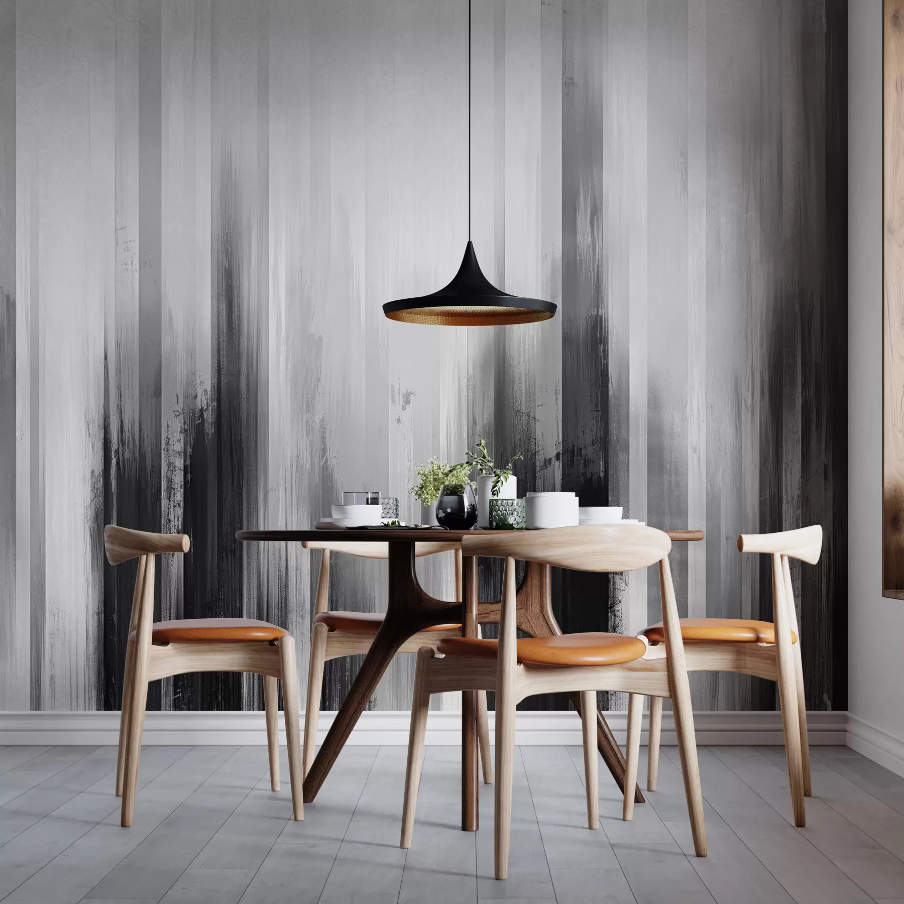 Papier peint fond abstrait avec des rayures verticales en noir et blanc w07945v3