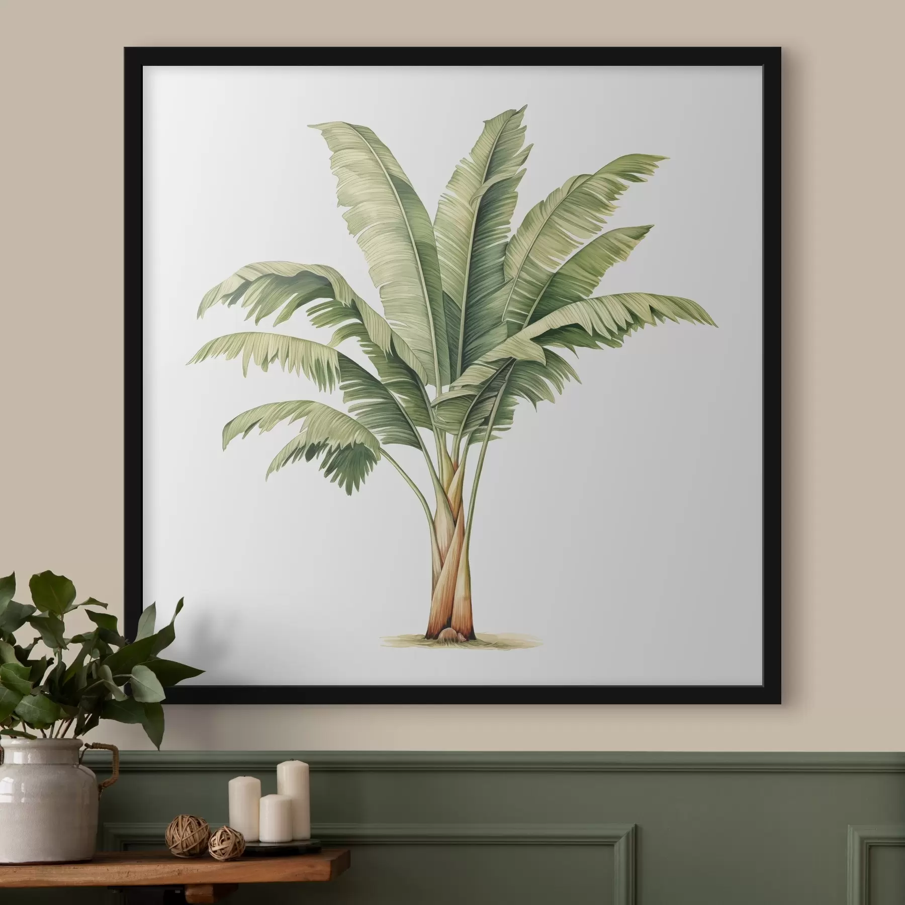 Tableau Illustration minimaliste à l'aquarelle d'un bananier f39562