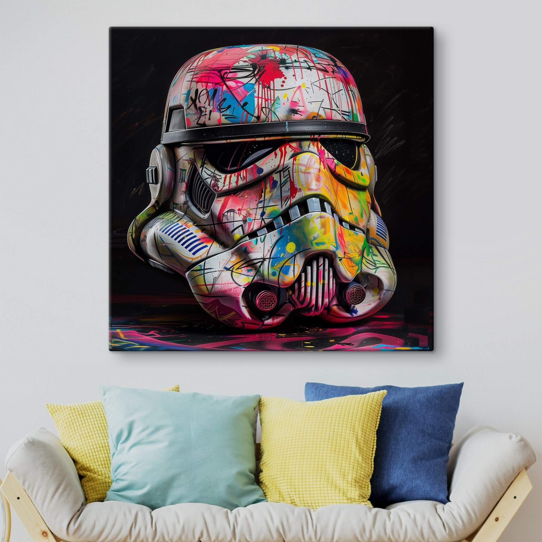 Impression D'Art Stormtrooper Star Wars - Toile Giclée Grande Taille - Triptyque - Encadrée