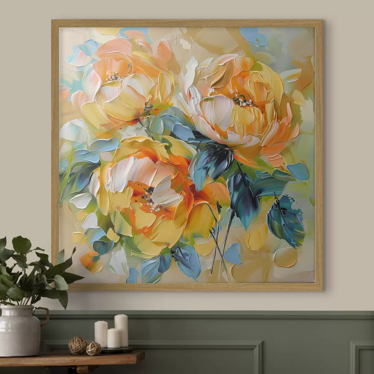 Poster Fleurs vibrantes avec des textures riches dans une composition abstraite colorée f39460
