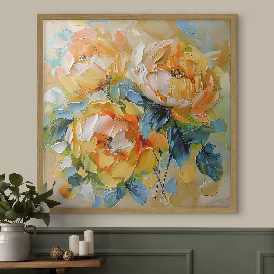 Papier peint Fleurs vibrantes avec des textures riches dans une composition abstraite colorée f39460