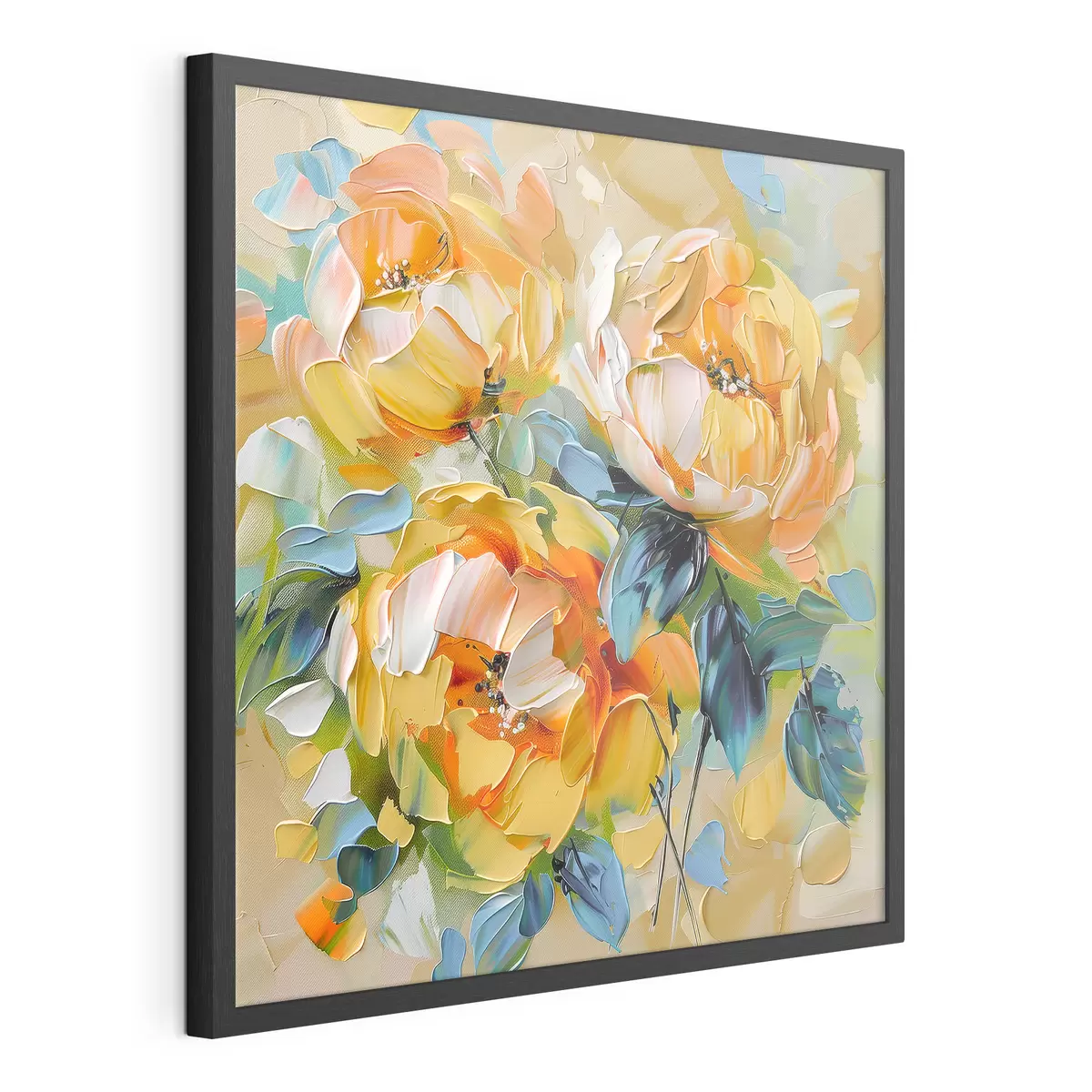 Poster Fleurs vibrantes avec des textures riches dans une composition abstraite colorée f39460