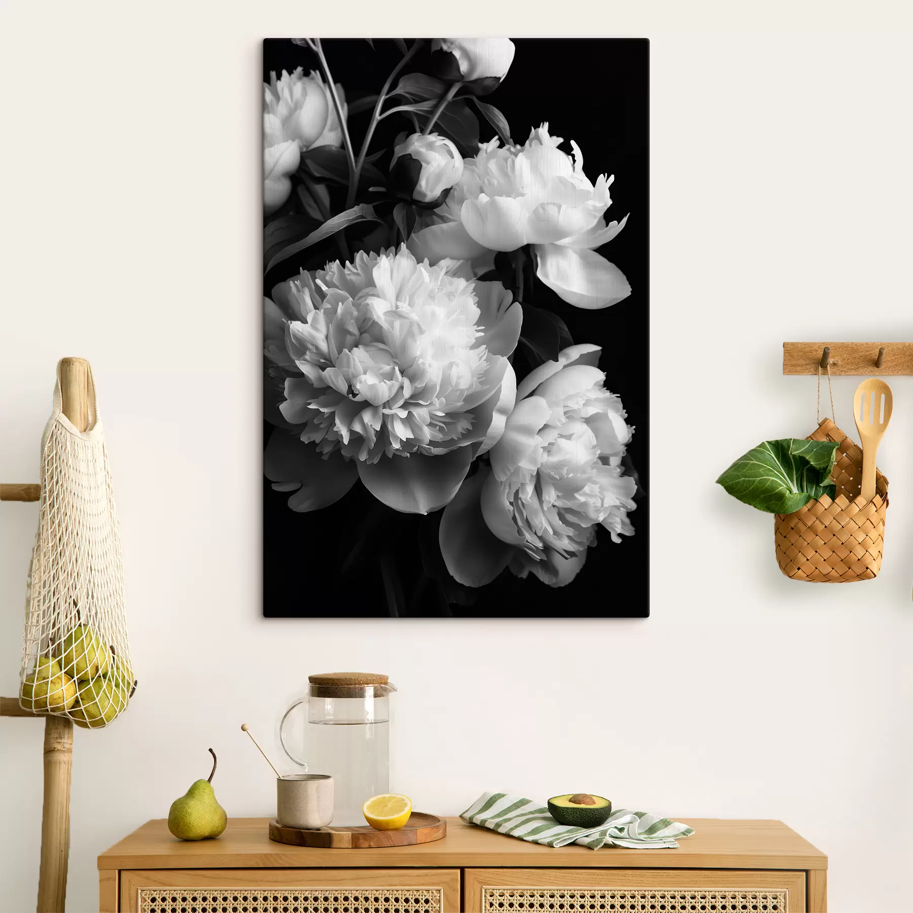 Papier peint Pivoines noires et blanches s39547
