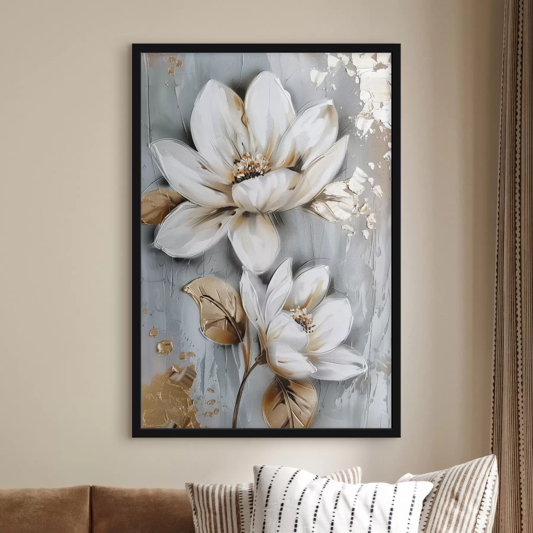 Papier peint fleurs blanches f39545