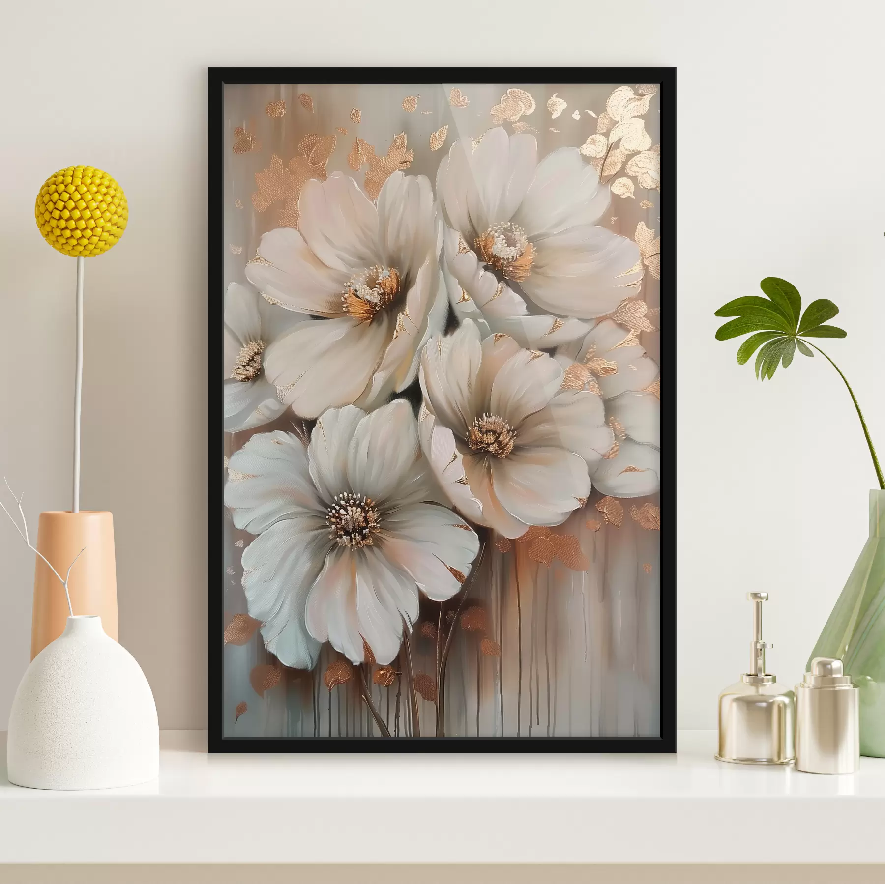 Papier peint fleurs blanches f39551