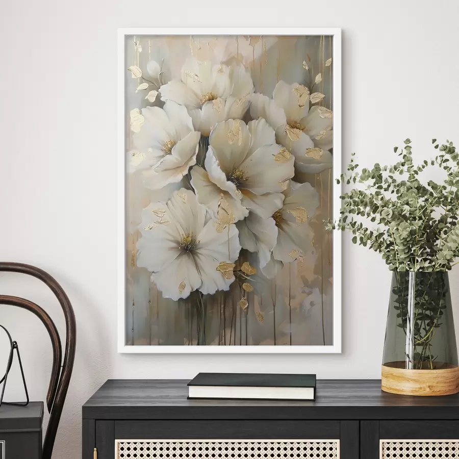 Papier peint fleurs blanches f39555