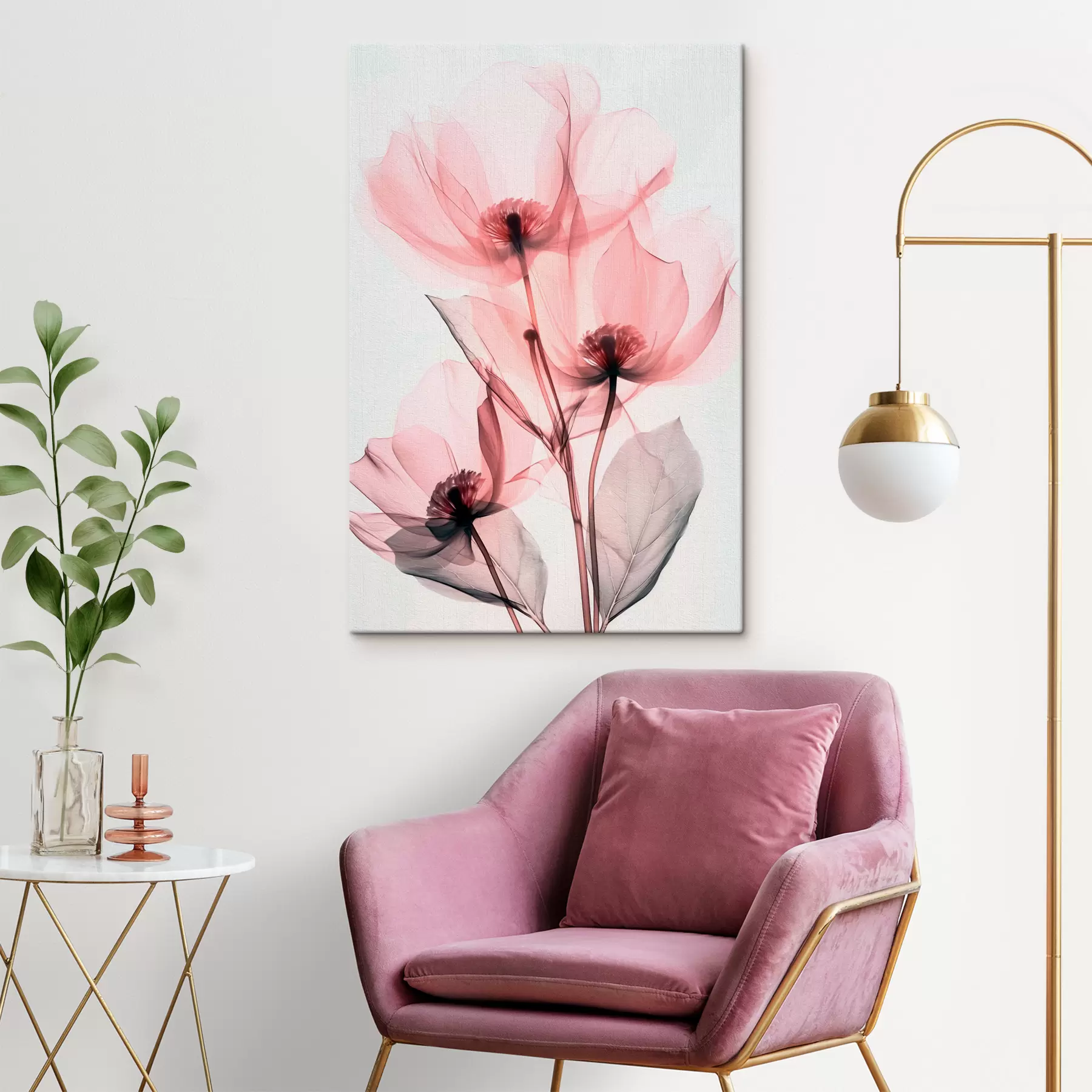Tableau Fleurs roses transparentes nouvelle tendance s39574