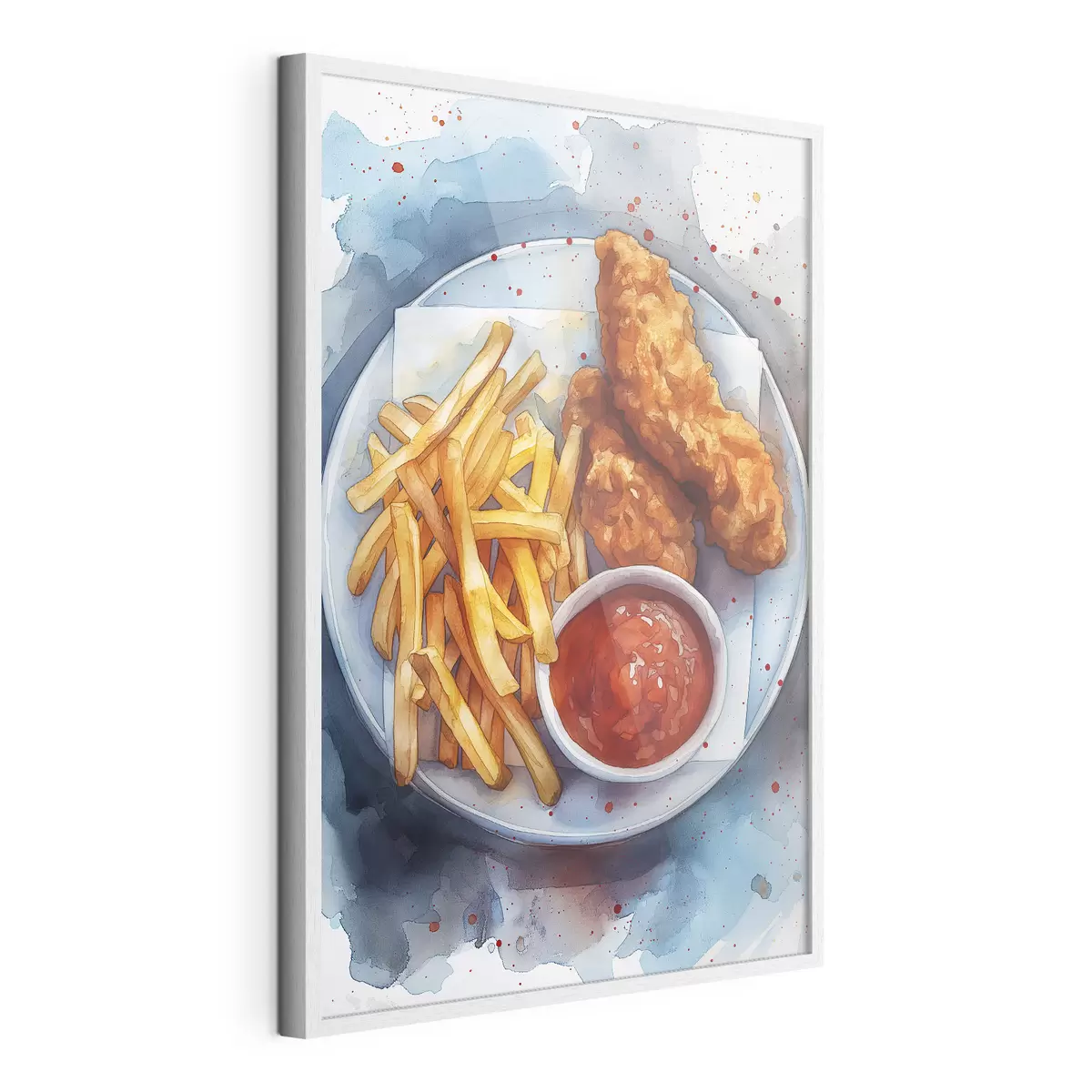Poster Cuisine de rue à l'aquarelle, frites au poulet rôti, délicieuse f39709