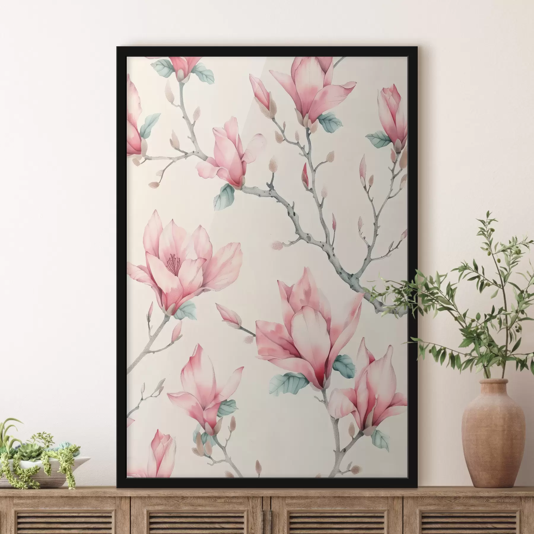 Papier peint Magnolias roses f39695