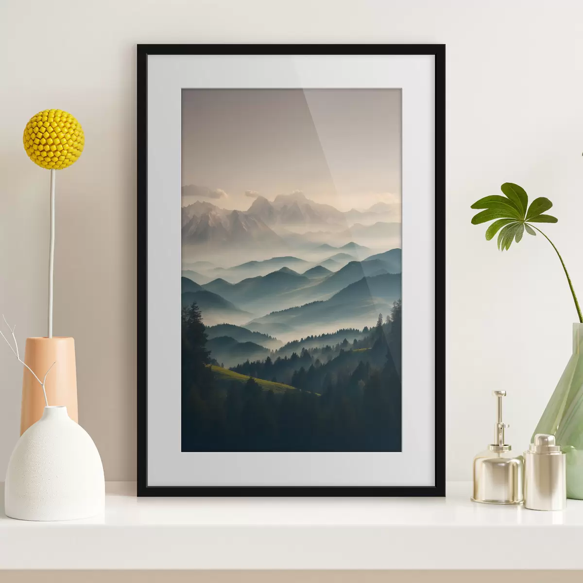 Poster Monts fondus dans la brume f39596