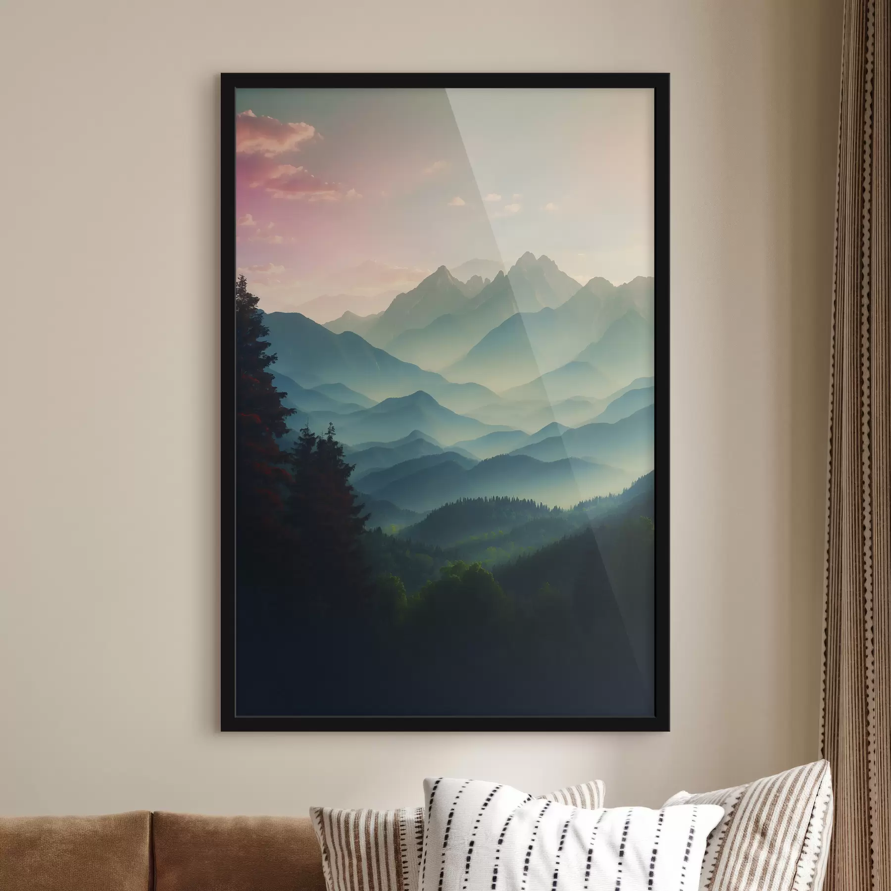 Tableau Vue sur la montagne au lever du soleil f39607