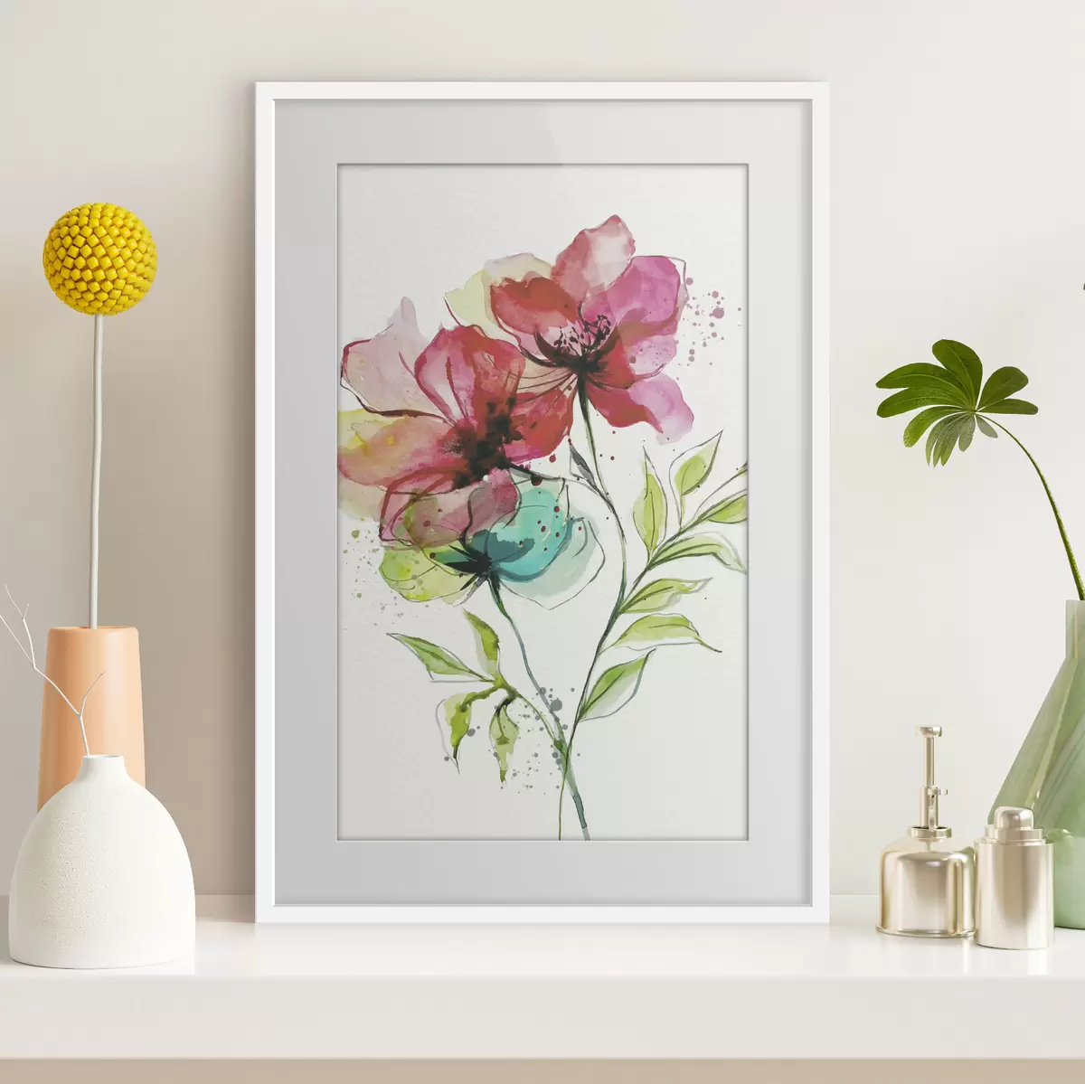Poster Fleurs aquarelles douces f39767