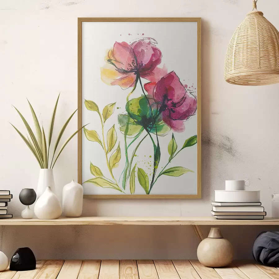 Papier peint Belles fleurs aquarelles f39768