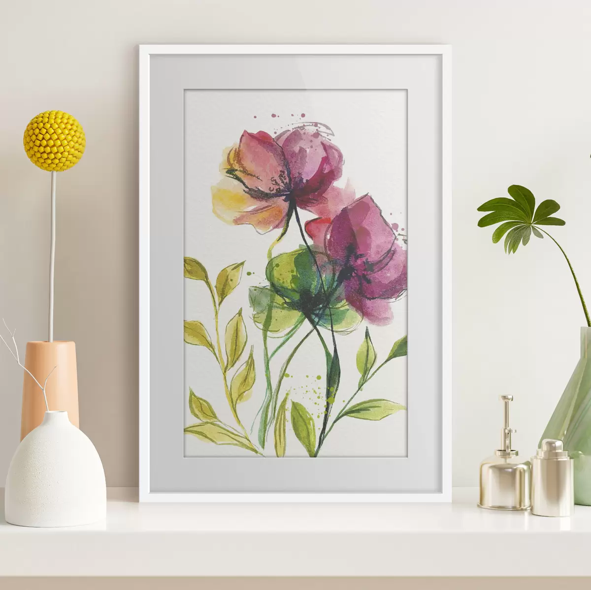 Poster Belles fleurs aquarelles f39768