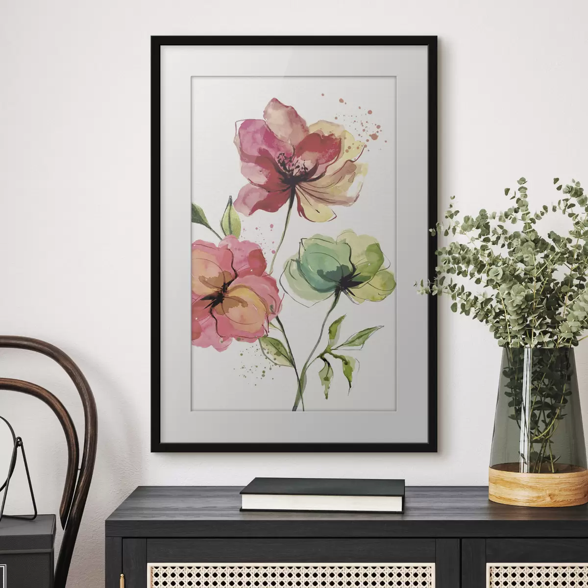 Poster Fleurs aquarelles avec des touches de peinture f39769